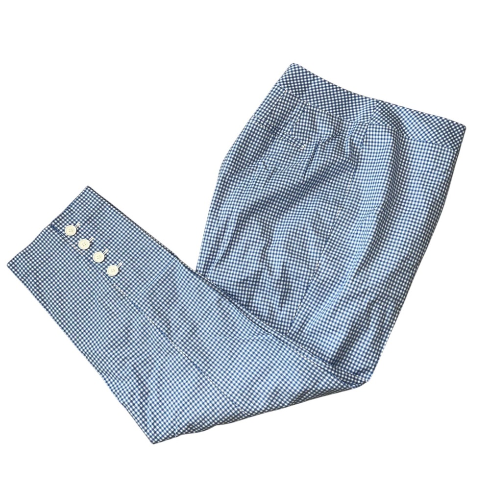 NWT‎ Talbots Blue/White Checkered Button Ankle Pants Size 14